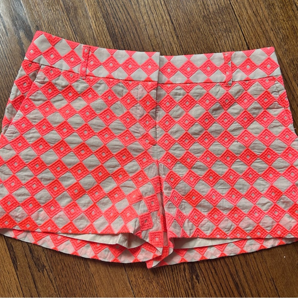 J. Crew High Waist Pink and Tan Shorts